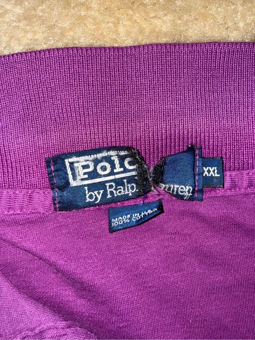 VTG Polo Ralph Lauren Purple Pique Polo Shirt XXL Made in USA